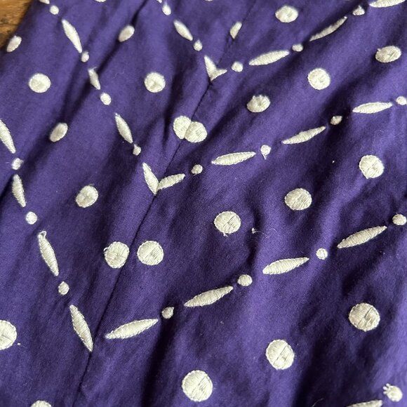 Anthropologie Odille Cotton & Silk Ruffle Bottom NAVY BLUE Midi Skirt SIZE 2 EUC - Picture 2 of 4